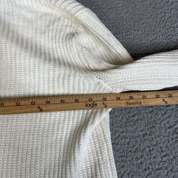Soft Surroundings Sweater Women Medium Cream Ribbed Chunky Snap Long Sleeve - Picture 9 of 11